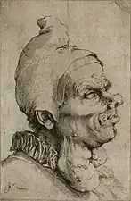 Large Grotesque Head, ca. 1617-27, etching, 22.3 x 15&nbsp;cm.