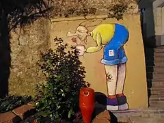 Integration of graffiti into its environment, Zumaia 2016