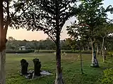 Trees and topiaries in the circular garden of Kadri Park in Mangalore