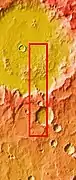Kaiser Crater (large crater in upper part of image)context for THEMIS image.