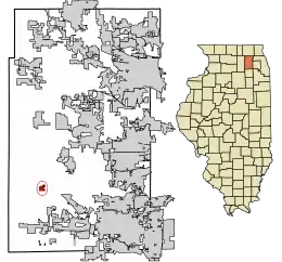 Location of Kaneville in Kane County, Illinois