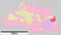 Location of Kasukabe in Saitama Prefecture