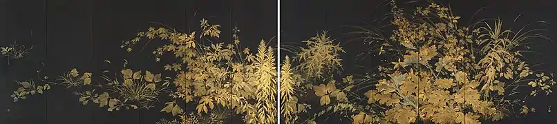„Blazing Grass“, 1930 (a pair of six-piece screens)