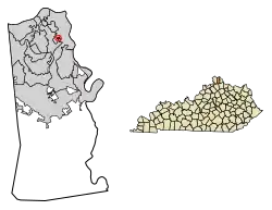 Location of Kenton Vale in Kenton County, Kentucky.