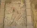 Damaged Varaha sculpture (inside temple sanctum), Lakshman Temple, Khajuraho, India