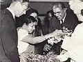 Edwin and Leela Wijeyeratne with King George VI and the Royal Consort in London 1951.