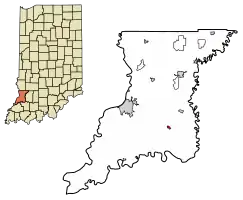 Location of Monroe City in Knox County, Indiana.