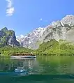 passenger boat crossing the lake