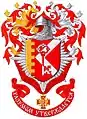 Commoner ethnic helmet: coat of arms of Vladimir Kopelev, knight of the For Merit to the Fatherland order.