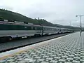 Jejin station platform with a Korail DEL 4400 streamline Saemaeul-ho train.
