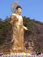 Golden Maitreya Statue of National Unification at Beopjusa