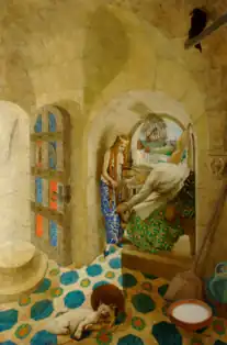 The Princess Pricks Her Finger on a Spinning Wheel; 213 × 143 cm