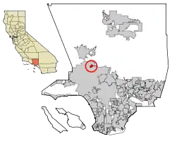 Location of San Fernando in Los Angeles County, California
