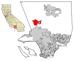Location of Santa Clarita in California and Los Angeles County