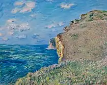 Landscape painting depicting the cliffs of Normandy by Claude Moneyt