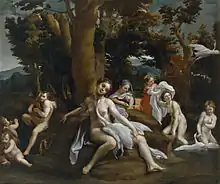 "The fable of Leda" (Leda and the Swan), Eugenio Cajés (copy of Correggio), Museo del Prado, Madrid, Spain.