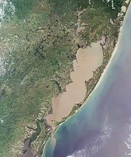 Lagoa dos Patoscode: por promoted to code: pt , the largest lagoon in South America, in the Brazilian state of Rio Grande do Sul.