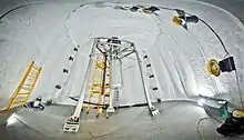 The Large Underground Xenon experiment installed 1,480&nbsp;m (4,850&nbsp;ft) underground inside the water tank shield.