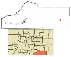 Location of Kim in Las Animas County, Colorado.