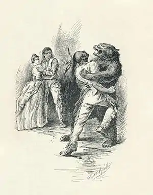 Image 5The Last of the MohicansIllustration: Frank T. Merrill; restoration: Chris WoodrichAn illustration from 1896 edition of James Fenimore Cooper's The Last of the Mohicans. Set during the French and Indian War, the novel details the transport of two young women to Fort William Henry. Among the caravan guarding the women are the frontiersman Natty Bumppo, the Major Duncan Heyward, and the Indians Chingachgook and Uncas. In this scene, Bumppo (disguised as a bear) fights against the novel's villain, Magua, as two of his compatriots look on.More selected pictures