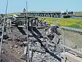 The MGB launching nose suspended over the gap. Kazer River, Mosul, Iraq, 2003.