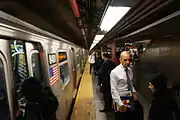 An M train of R160As on the downtown track