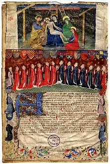 Portraits of capitouls of the year 1436-1437 and the descent from the cross.