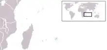 Map showing former range of the Rodrigues solitaire