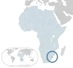 Location of&nbsp;Eswatini&nbsp;(dark blue)in Africa&nbsp;(light blue)