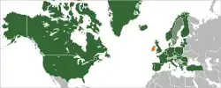 Map indicating locations of NATO and Ireland