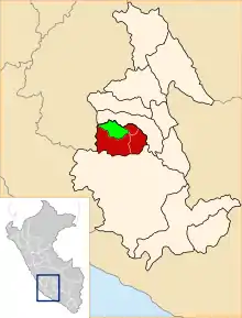 Location of Santiago de Lucanamarca in the Huanca Sancos Province