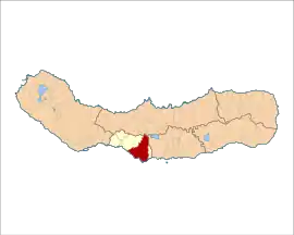 The location of the civil parish of Água de Pau within the municipality of Lagoa