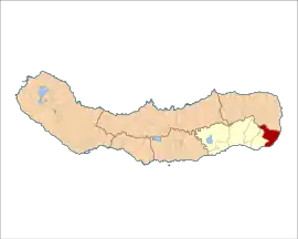 Location of the civil parish of Água Retorta in municipality of Povoação