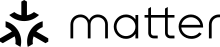 A picture of the matter logo with the text matter and a logo showing three arrows pointing into the centre with curved and rounded edges.