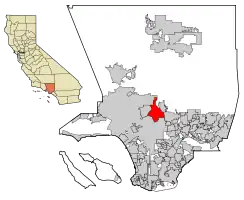 Location of Glendale in Los Angeles County, California