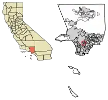 Location of Huntington Park in Los Angeles County, California.