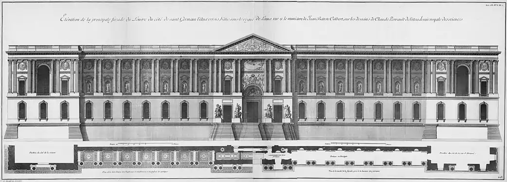 Engraving of the east facade from Blondel's Architecture françoise, 1756