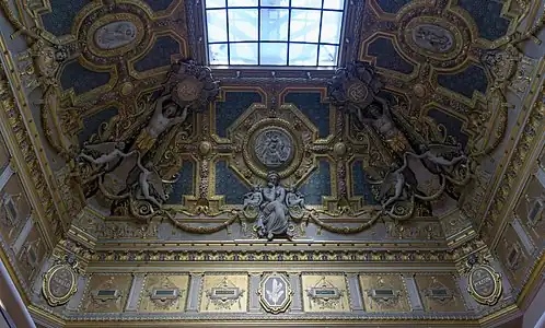 Neoclassical - Sculpted decoration on the ceiling of the Salon Carré, Louvre Palace, by Pierre-Charles Simart, 1851