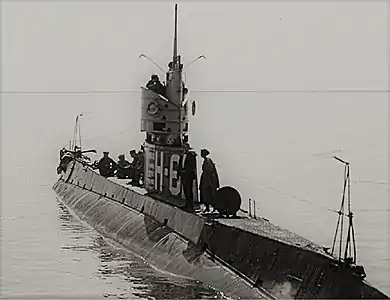 Newlyweds Lt. Lyman K. Swenson USN and Milo Abercrombie, on Submarine USS&nbsp;H-6, San Pedro, CA in 1920