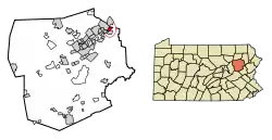 Location of Avoca in Luzerne County, Pennsylvania.