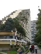 "Pyramide" ("Pharao-Haus") in Munich, Germany, architect Karl Helmut Bayer, 1974. Apartment building called also "Terrassenhochhaus" inspired by Le Corbusier's principles of modernism.