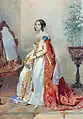 Maria Petrovna Kikina-Volkonskaya is depicted in the Russian court dress of a lady-in-waiting, 1839.