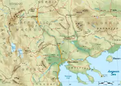 2009 topographical map of the geographical region of Macedonia