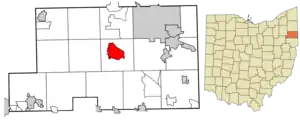 Location of Canfield in Mahoning County and in the State of Ohio
