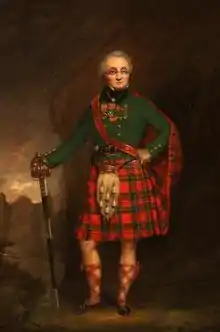 Major-General David Stewart in dress uniform of the  Black Watch uniform.