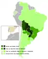 Guaraniphone map of South America and Spain.