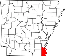 State map highlighting Chicot County