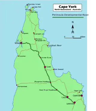 Major roads in northern Queensland