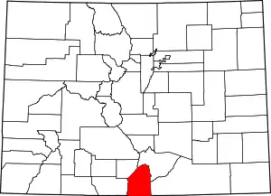 State map highlighting Costilla County