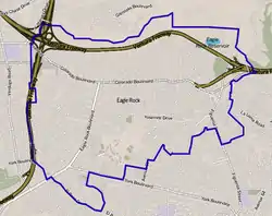 Map of the Eagle Rock neighborhood of Los Angeles as delineated by the Los Angeles Times
